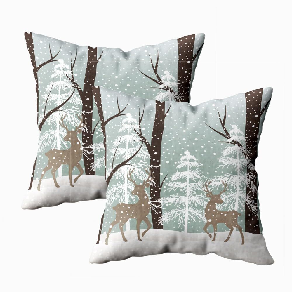 3752 Christmas Pillow Covers 18X18 Soft Winter Throw Pillow Covers Set of 2